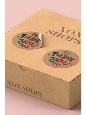 Xox Shops Sticker Teşekkürler Etiketi Kraft Görünümlü  Ürün Etiketi - 90 Adet - ST2242