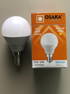 Osaka 5 Adet Osaka 7W=50W=540 Lümen E 14 Top Ampül 3000K Sarı 45MMX75MM