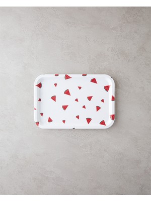 English Home Watermellies Plastik Tepsi 31x21 Cm Beyaz - Kırmızı