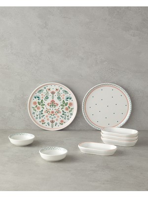 English Home Enola Seramik Kahvaltı Takımı 8 Parça 2 Kişilik Yeşil Çiçek Desenli Estetik Set