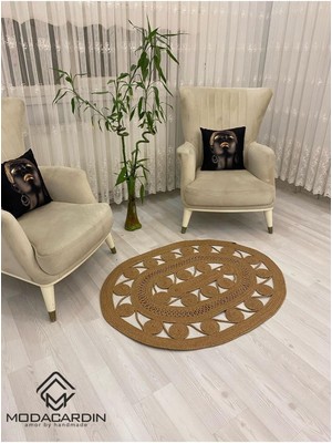 BDZ Deri Jüt Hasır Görünümlü Desenli Modern El Örgüsü Oval Halı Kilim