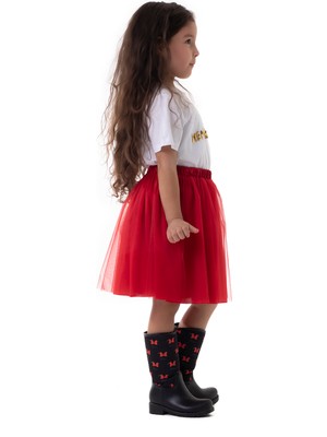 Saltare Kız Çocuk Kırmızı Etek Kırmızı Saten Taç 23 Nisan 29 Ekim Parti Gösteri Eteği Red Tutu Skirt