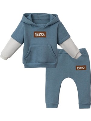 Necix's 245802 Erkek Bebek Bro Kapüşonlu Mavi 2'li Takım