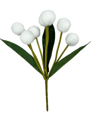 Nettenevime Yapay Çiçek Beyaz Pompon Çiçeği Dekoratif Yapay Çiçek 30x20cm