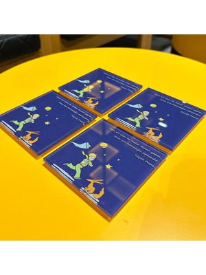 Decorita Cam Bardak Altlığı | Küçük Prens - Zaman | 4'lü Takım | 10CM x 10CM