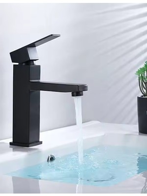 FAWER Faucet & Shower Siyah Lavabo Bataryası Kare - 602B