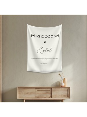 Vagonik Kişiye Özel Doğum Günü Happy Birthday Duvar Örtüsü Duvar Halısı Birinci Kalite Kumaş