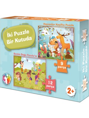 Iki Puzzle Bir Kutuda Hayvanlar Keşifte - Benim Doğa Puzzlem