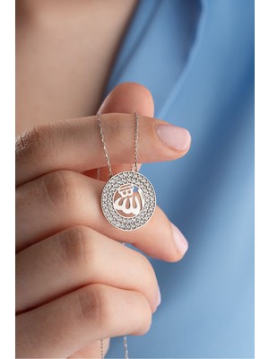 Nereze 925 Ayar Gümüş Rodyum Kaplama Allah Lafzı Kolye