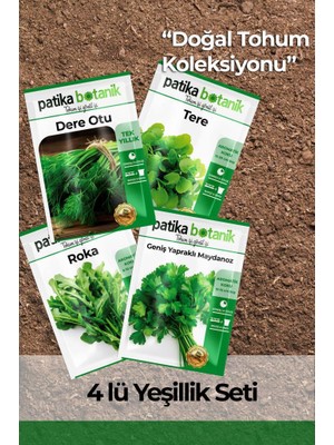 Patika Botanik 15.000+ Adet Yerli Ata Tohum - Yerli Ata Maydonoz, Roka, Tere, Dere Otu Tohum Seti