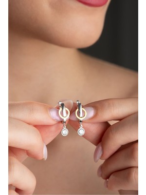 Nereze 925 Ayar Gümüş Rodyumlu Sallantılı J Model Tektaş Küpe