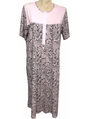 Nena Nena-22443-Kadın Kısa Kollu Robalı Patlı  Pamuk Viskon Gecelik