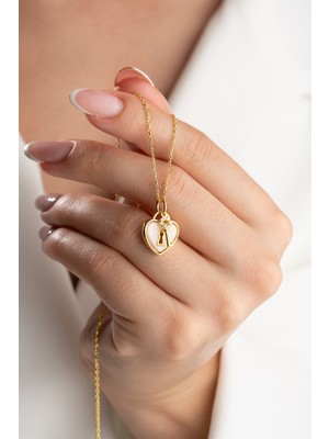 Silvano Jewelry 925 Ayar Gümüş Kilit Kalp Kolye
