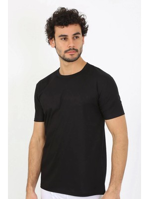 Moda Çizgi Erkek Sıfır Yaka Siyah Penye Atlet 6567