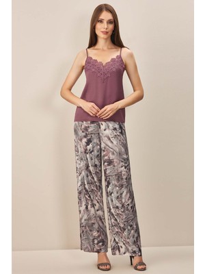 Guitar V Yaka Pembe Saten Bluz