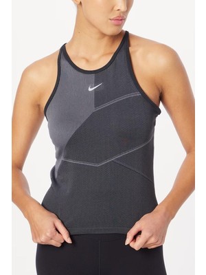 Nike Dri Fit Adv Aura Women's Slim Fit Training Tank Top Kadın Spor Atlet Siyah Gri