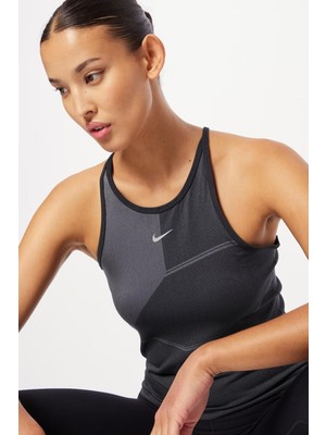 Nike Dri Fit Adv Aura Women's Slim Fit Training Tank Top Kadın Spor Atlet Siyah Gri