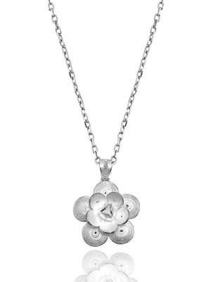 Midyat Gümüş Dünyası Kadın Çiçek Model Telkari Gümüş Kolye 2020423C