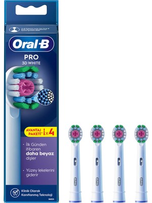 Oral-B 3D White X-Filament Diş Fırçası Yedek Başlığı 4 Adet Orta Sertlik Özelliği ile