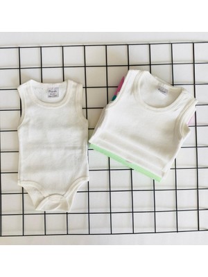 Miyakidsworld Jakarlı 4 Mevsim Pamuklu Organik Iç Atlet Body Set 4 Lü Ecru Renk Unisex