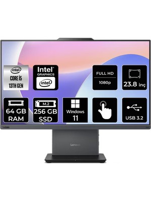 Lenovo Thinkcentre Neo 50A i5 13420H All In One Bilgisayar 64GB RAM 256GB SSD 23.8" FHD Win11 Home + Per4 USB 12SC001LTRP371