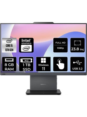 Lenovo ThinkCentre Neo 50a i5 13420H All In One Bilgisayar 8GB RAM 1TB SSD 23.8" FHD Win11 Home + Per4 USB 12SC001LTRP343