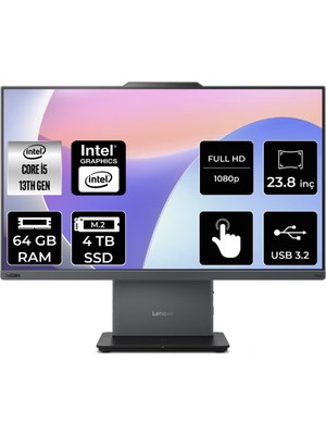 Lenovo Thinkcentre Neo 50A i5 13420H All In One Bilgisayar 64GB RAM 4TB SSD 23.8" FHD FreeDOS + Per4 USB 12SC001LTRP335