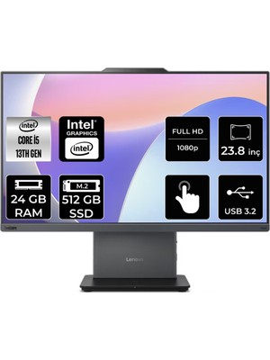 Lenovo Thinkcentre Neo 50A i5 13420H All In One Bilgisayar 24GB RAM 512GB SSD 23.8" FHD FreeDOS + Per4 USB 12SC001LTRP312
