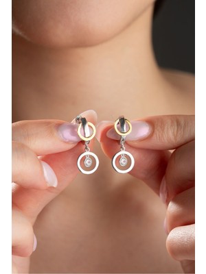 Nereze 925 Ayar Gümüş Rodyum Kaplama 12 mm Tektaş Sallantılı Halka Küpe