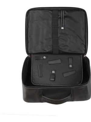 Croc KC01 Siyah Suni Deri Kuaför Berber Aksesuar Ekipman Taşıma Çantası 28x37x13 cm Şık ve Dayanıklı