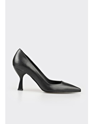 Elle Siyah Deri Kadın Stiletto
