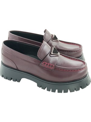 Milonek Shoes 26252105 Günlük Loafer Bordo Tokalı