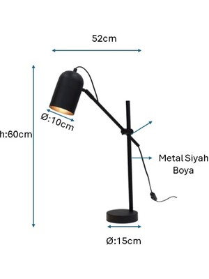 Pulchino Siyah Boyalı Masa Lambası Plc-1214-M-Bsy