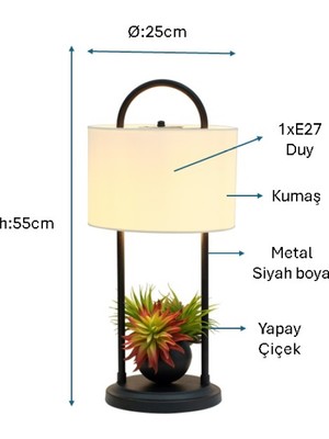 Pulchino Siyah Boyalı Masa Lambası Plc-1211-M-Bsy