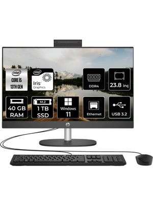 Hp Proone 240 G10 Intel Core I5 1335U 40GB 1tb SSD 23.8" Fhd W11H All In One Bilgisayar 8T2W5ESP388