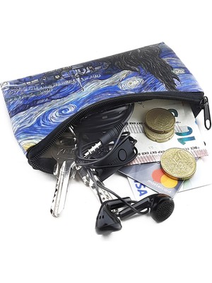 Perabags Tasarım Van Gogh Starry Night Baskılı Kart ve Bozuk Paralık