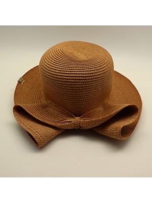 Asya Bayrak Fiyonk Detaylı Hasır Şapka