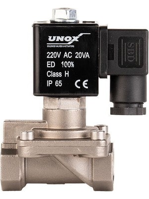 Unox 220 V Ac Paslanmaz Buhar Normalde Açık Solenoid Valf (0,5-6 Bar)