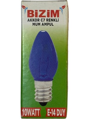 Bizim 10W Mavi Işık E14 Duylu Dim Edilebilir Mum Ampul (10 Adet)