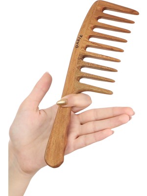 Darık Kayınağacı Kaliteli Ahşap Tarak-Model 7 (Geniş Diş)