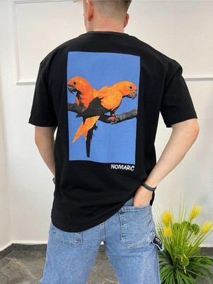 Nomarc Arka Papağan Detaylı Siyah Tshirt