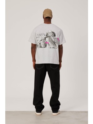 Nomarc Statue Baskılı Gri Tshirt