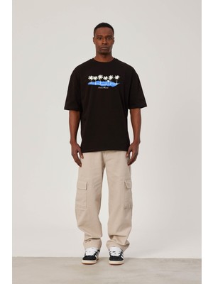 Nomarc Hawaii Baskılı Siyah Tshirt