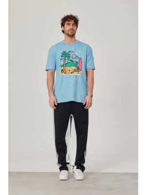 Nomarc Sörfçü Iskelet Baskılı Mavi Tshirt