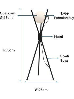 Pulchino Siyah Boyalı Masa Lambası Plc-1205-M-Bsy