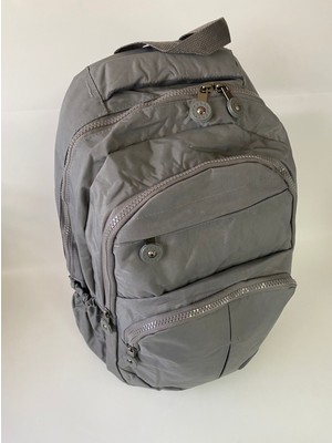 Pink Gri Krinkıl Kumaş Okul Sırt Çantası 45X30