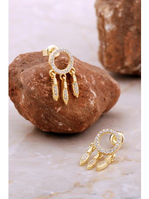 Sümer Telkari Düş Kapanı Altın Kaplama Gümüş Küpe 6944