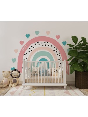 Lotus Aura Gökkuşağı Duvar Kağıdı Kalpli Duvar Resmi Çocuk Odası Duvar Posteri