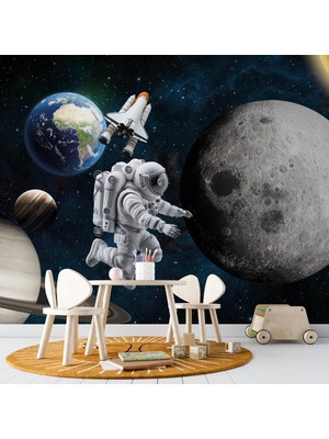 Lotus Aura Astronotlu Duvar Kağıdı Güneş Sistemi Duvar Resmi Genç Odası Duvar Posteri