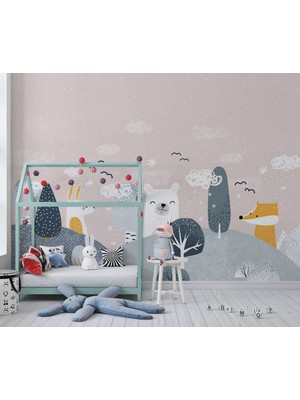 Lotus Aura Iskandinav Tarzı Duvar Kağıdı Orman Hayvanları Duvar Resmi Çocuk Odası Duvar Posteri